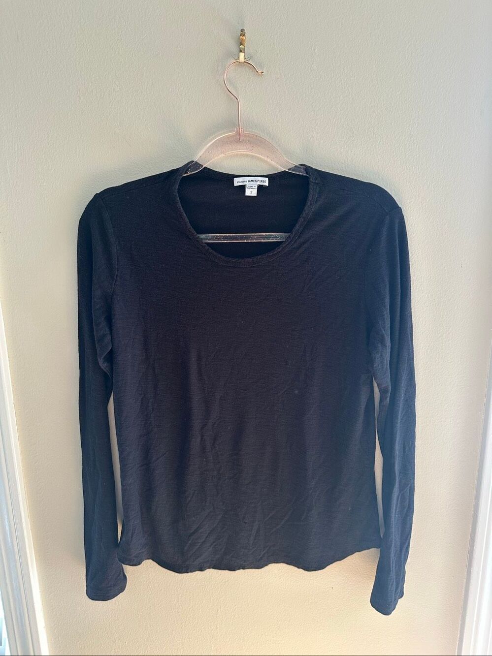 Standard James Perse Black Long Sleeve Tshirt Women's Size 2 (M)